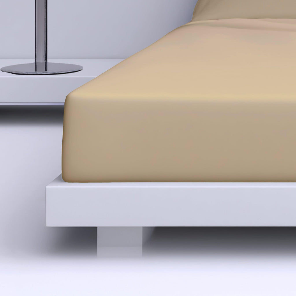 Percale Cotton Deep Fitted Sheet - Extra Deep 32cm Pocket Design