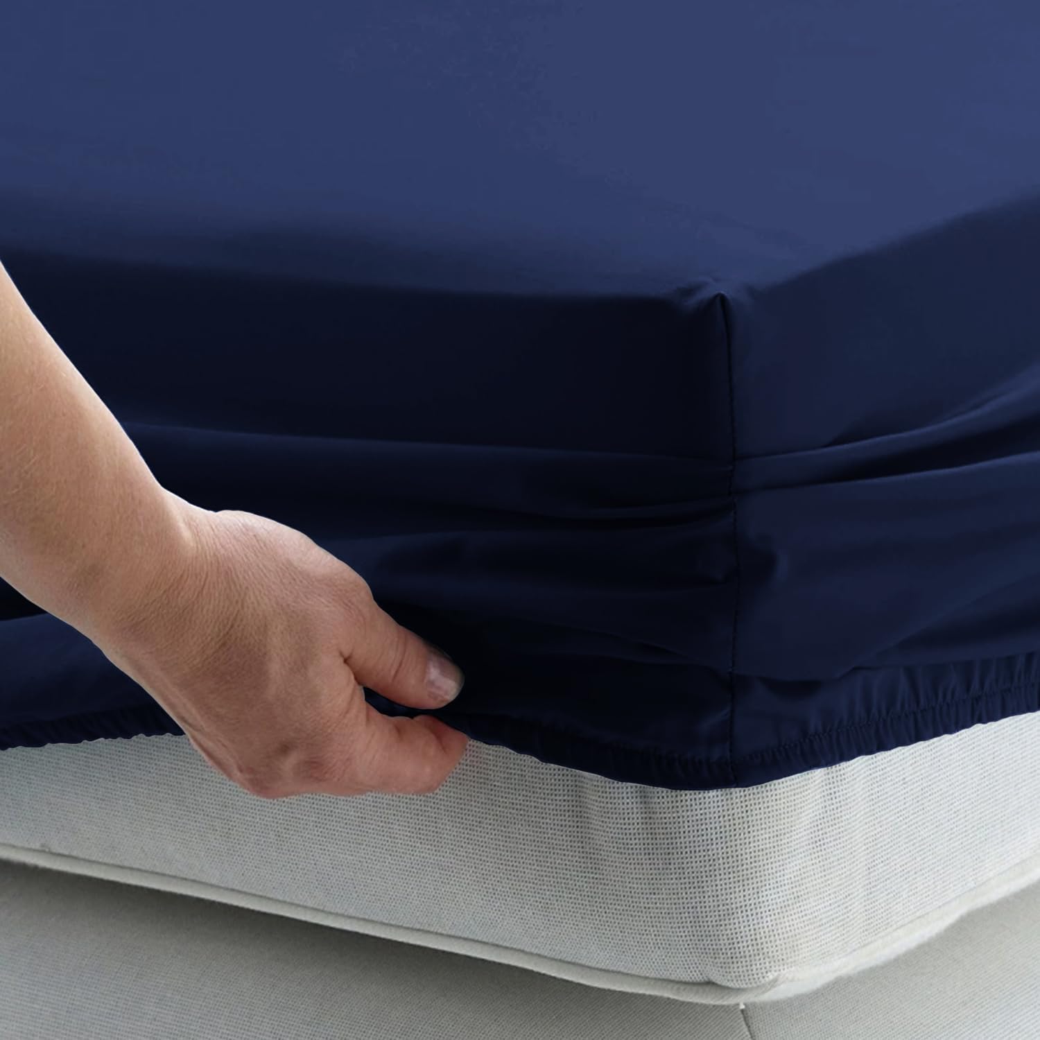 Percale Cotton Deep Fitted Sheet - Extra Deep 32cm Pocket Design