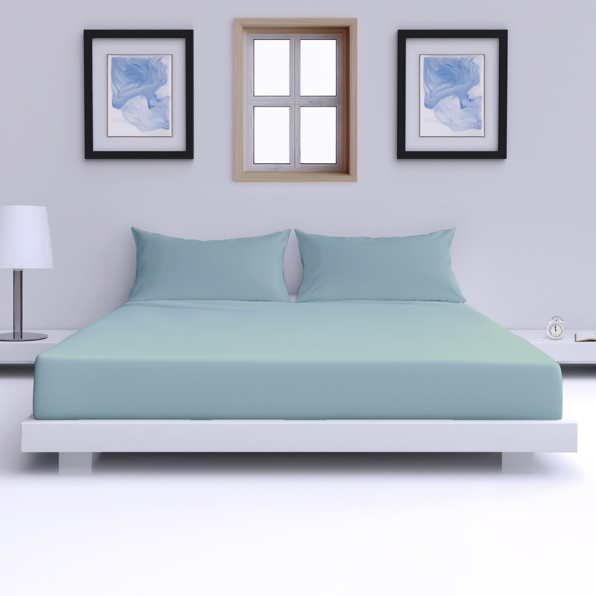 Percale Cotton Deep Fitted Sheet - Extra Deep 32cm Pocket Design